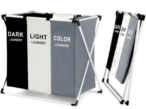 Canasta de Ropa Plegable 3 Divisiones (Aluminio y Tela Impermeable)