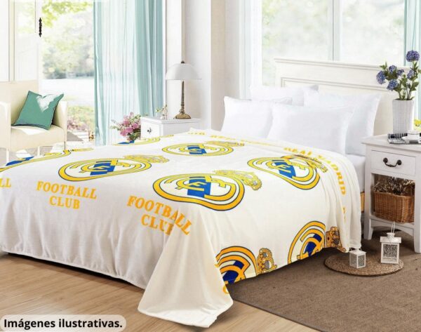 Cobija de Equipos de Fútbol – Real Madrid y Barcelona – Microfibra Ultrasuave Matrimonial