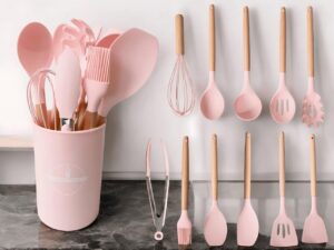 Juego de Utensilios de Cocina 12 Piezas (Silicona y Madera) - Varios Colores